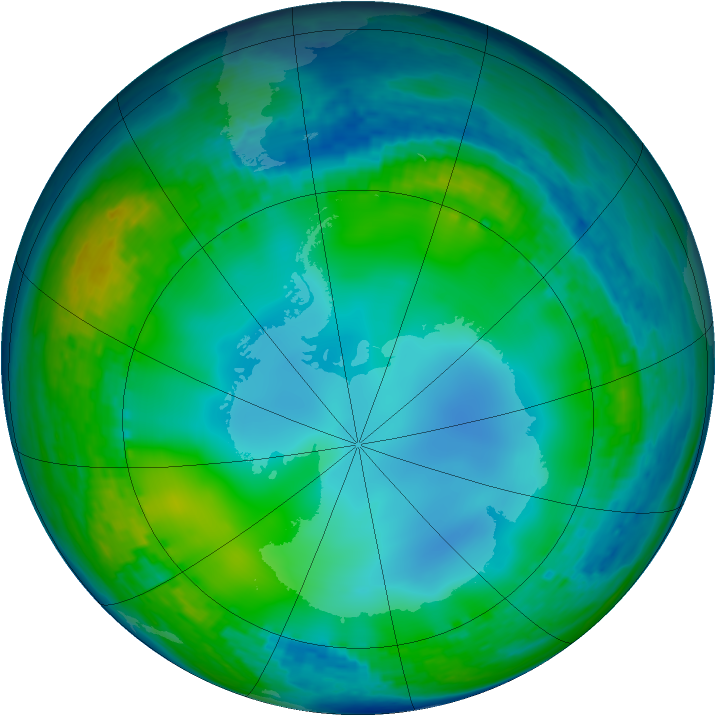 Antarctic ozone map for 16 June 2004